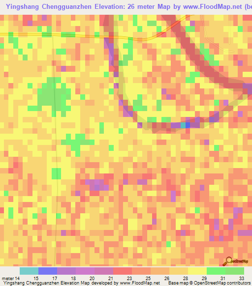 Yingshang Chengguanzhen,China Elevation Map