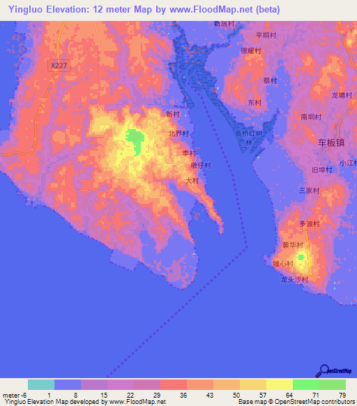 Yingluo,China Elevation Map