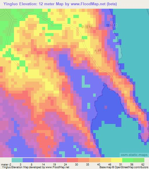 Yingluo,China Elevation Map
