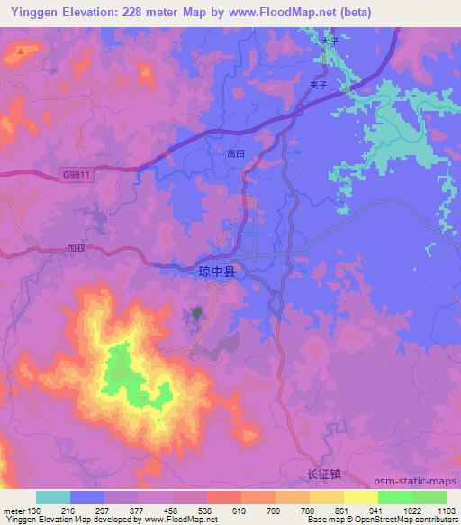 Yinggen,China Elevation Map