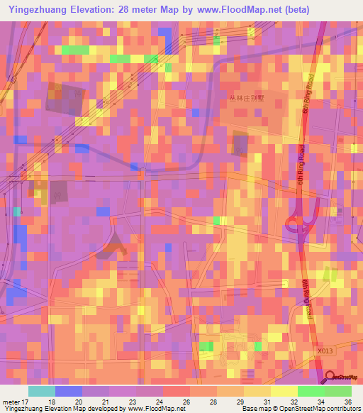 Yingezhuang,China Elevation Map