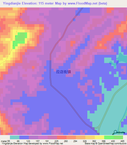 Yingdianjie,China Elevation Map