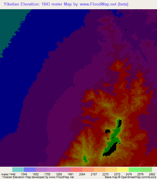Yiketian,China Elevation Map