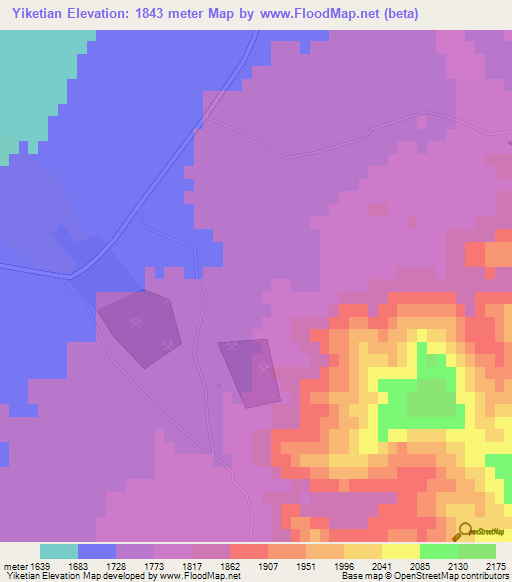 Yiketian,China Elevation Map