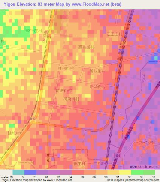 Yigou,China Elevation Map