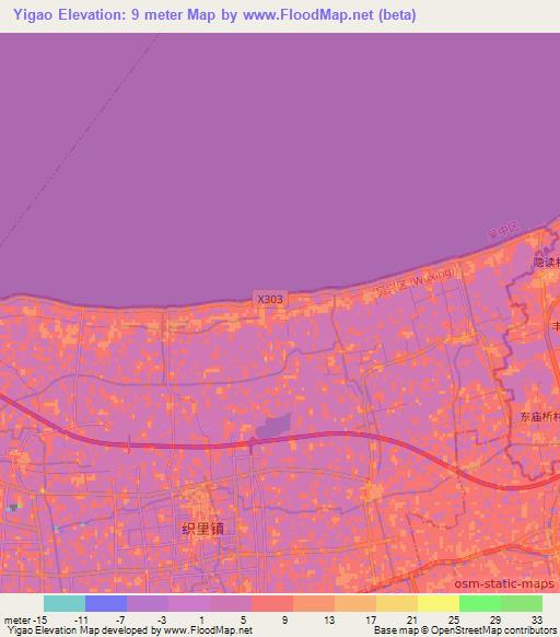 Yigao,China Elevation Map