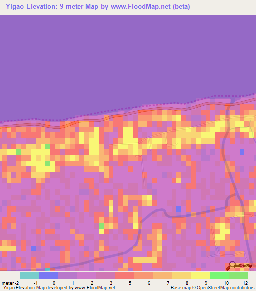 Yigao,China Elevation Map