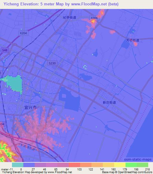 Yicheng,China Elevation Map