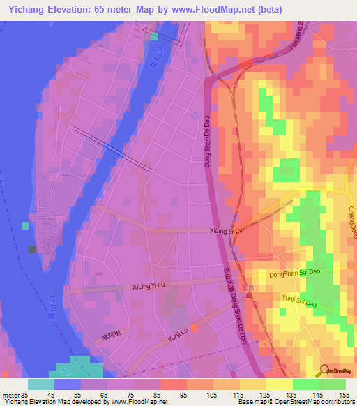 Yichang,China Elevation Map
