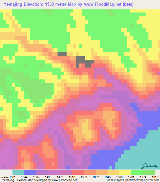 Yemajing,China Elevation Map