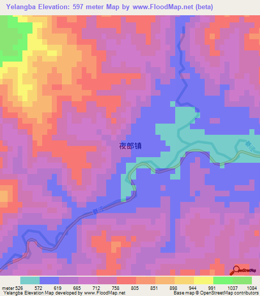 Yelangba,China Elevation Map