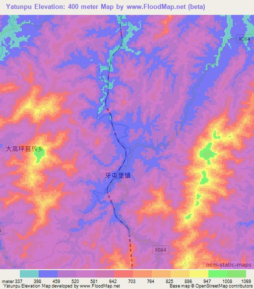 Yatunpu,China Elevation Map