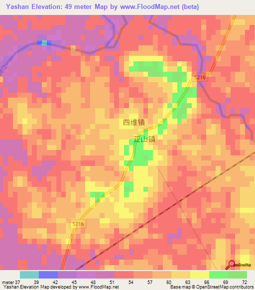 Yashan,China Elevation Map