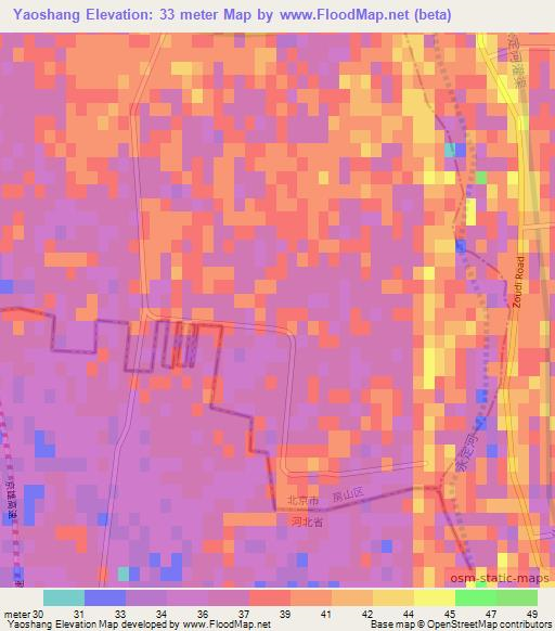 Yaoshang,China Elevation Map