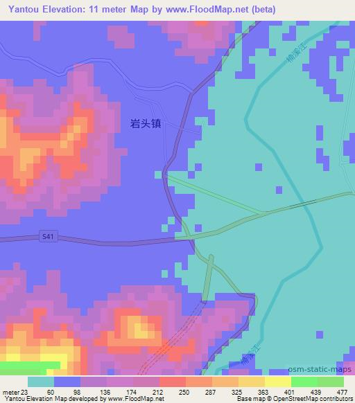 Yantou,China Elevation Map