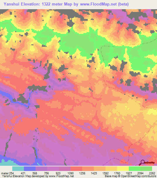 Yanshui,China Elevation Map