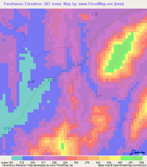Yanshanxu,China Elevation Map