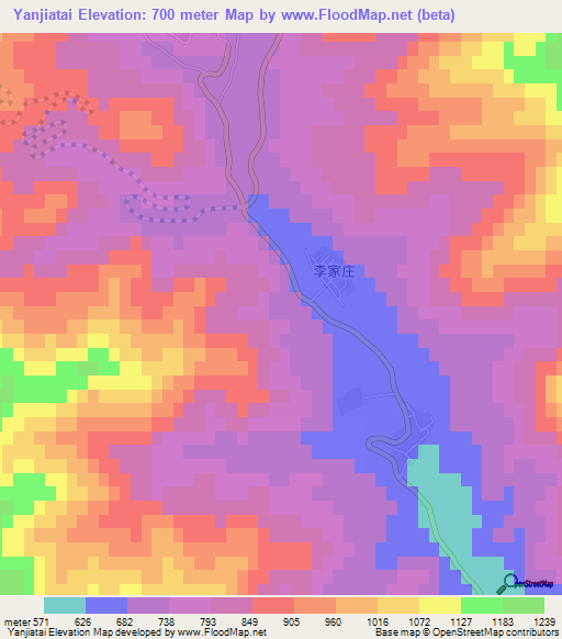 Yanjiatai,China Elevation Map