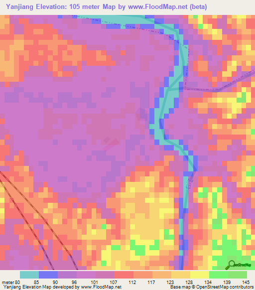 Yanjiang,China Elevation Map
