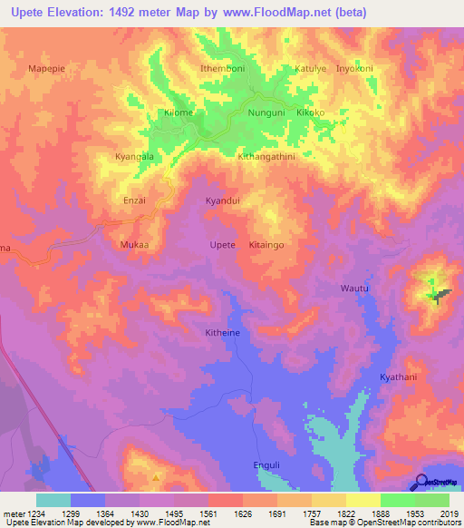 Upete,Kenya Elevation Map