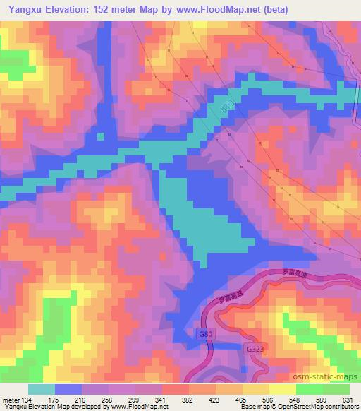 Yangxu,China Elevation Map