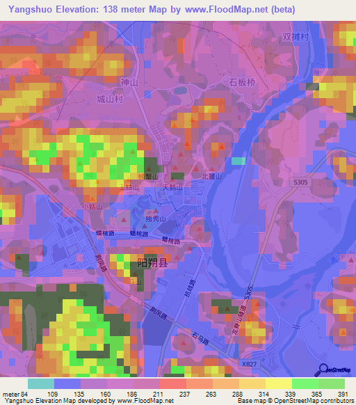 Yangshuo,China Elevation Map