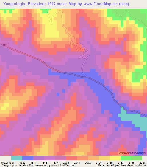 Yangmingbu,China Elevation Map