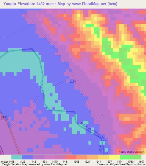 Yanglu,China Elevation Map