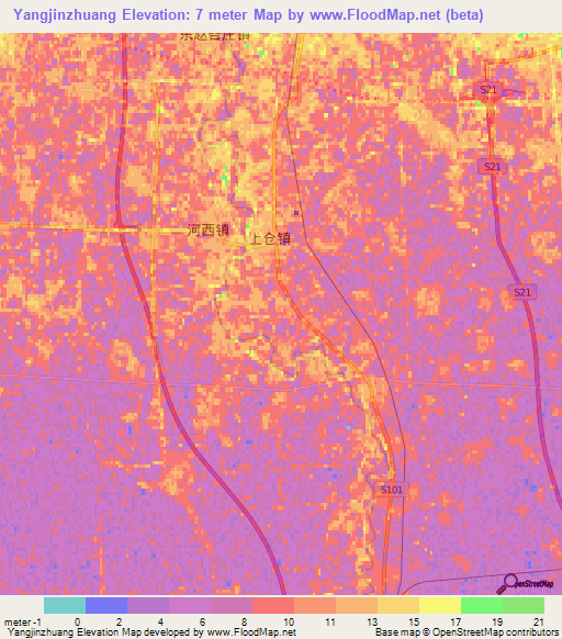 Yangjinzhuang,China Elevation Map