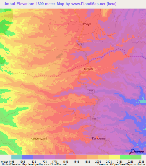 Umbui,Kenya Elevation Map
