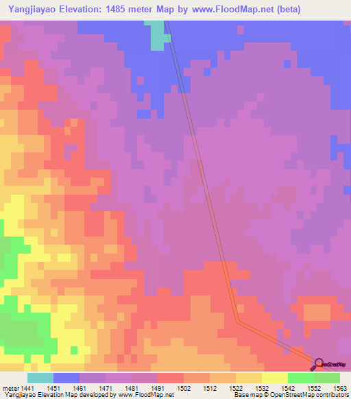 Yangjiayao,China Elevation Map