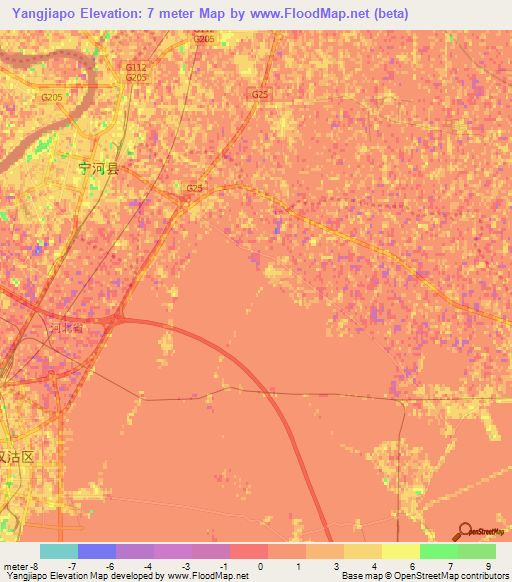 Yangjiapo,China Elevation Map