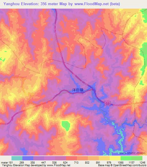 Yanghou,China Elevation Map