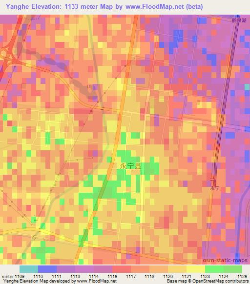 Yanghe,China Elevation Map