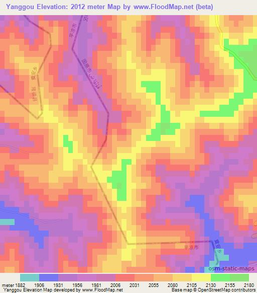 Yanggou,China Elevation Map