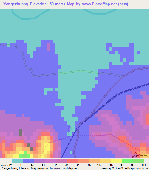 Yangezhuang,China Elevation Map