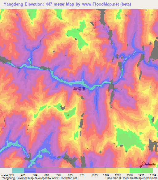Yangdeng,China Elevation Map