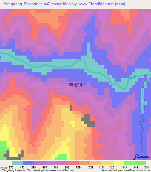 Yangdeng,China Elevation Map