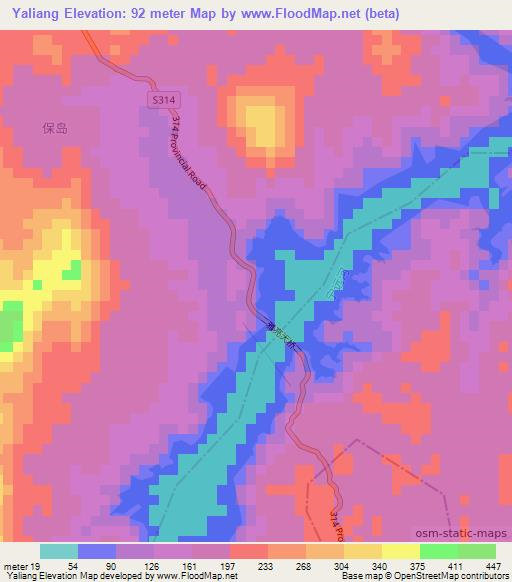 Yaliang,China Elevation Map