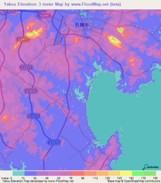 Yakou,China Elevation Map