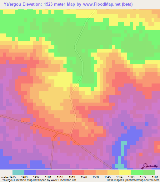Ya'ergou,China Elevation Map