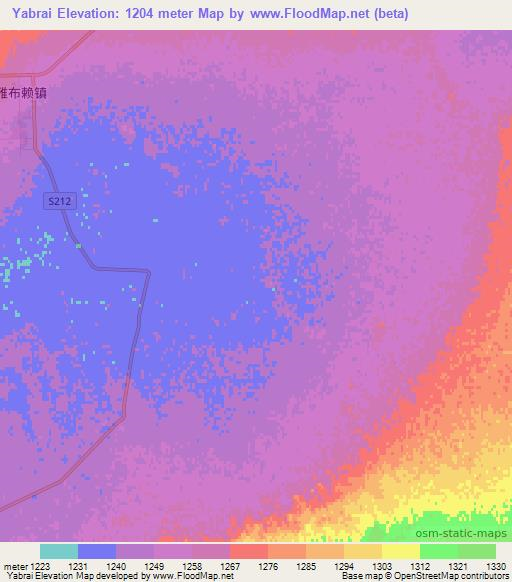 Yabrai,China Elevation Map