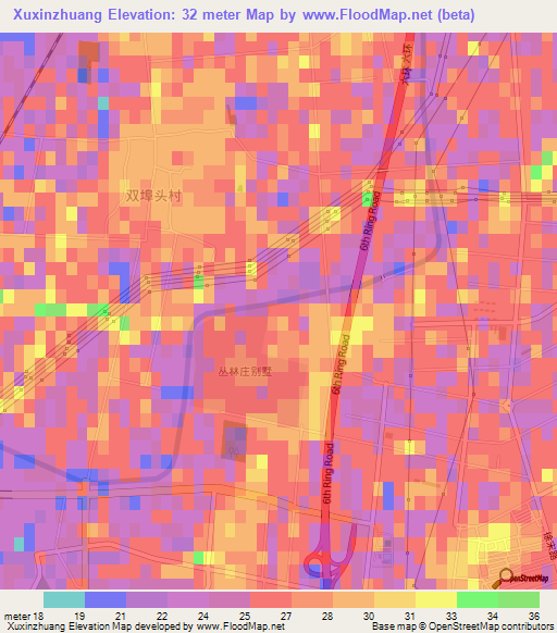 Xuxinzhuang,China Elevation Map