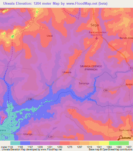 Ukwala,Kenya Elevation Map