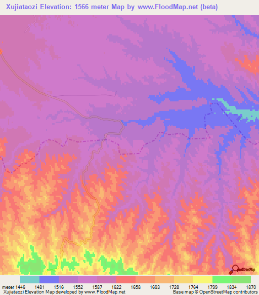 Xujiataozi,China Elevation Map