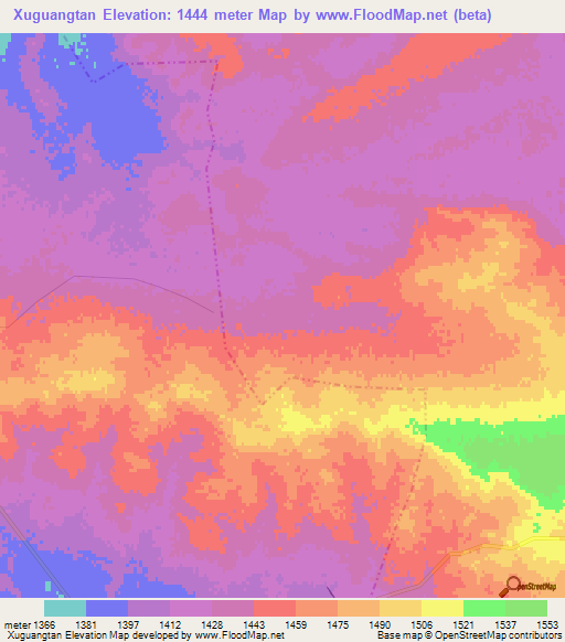 Xuguangtan,China Elevation Map