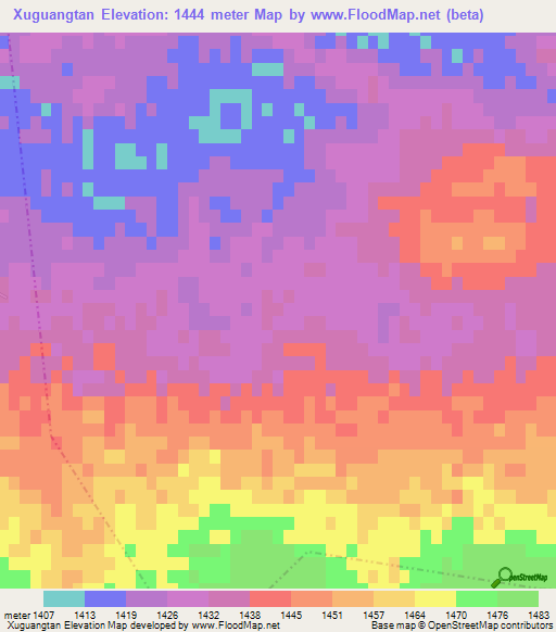 Xuguangtan,China Elevation Map