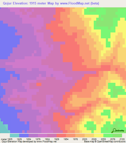 Qojur,Iran Elevation Map