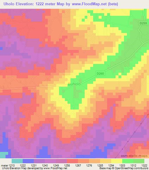 Uholo,Kenya Elevation Map