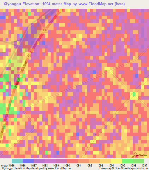 Xiyonggu,China Elevation Map